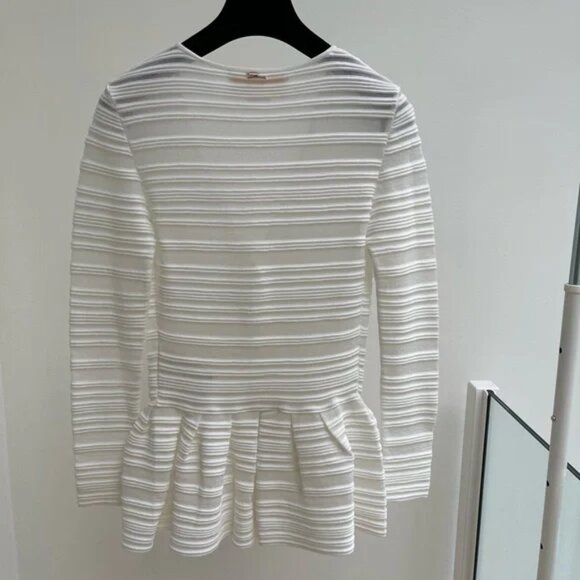 White Ribbed Poplin Top - Picture 2 of 4
